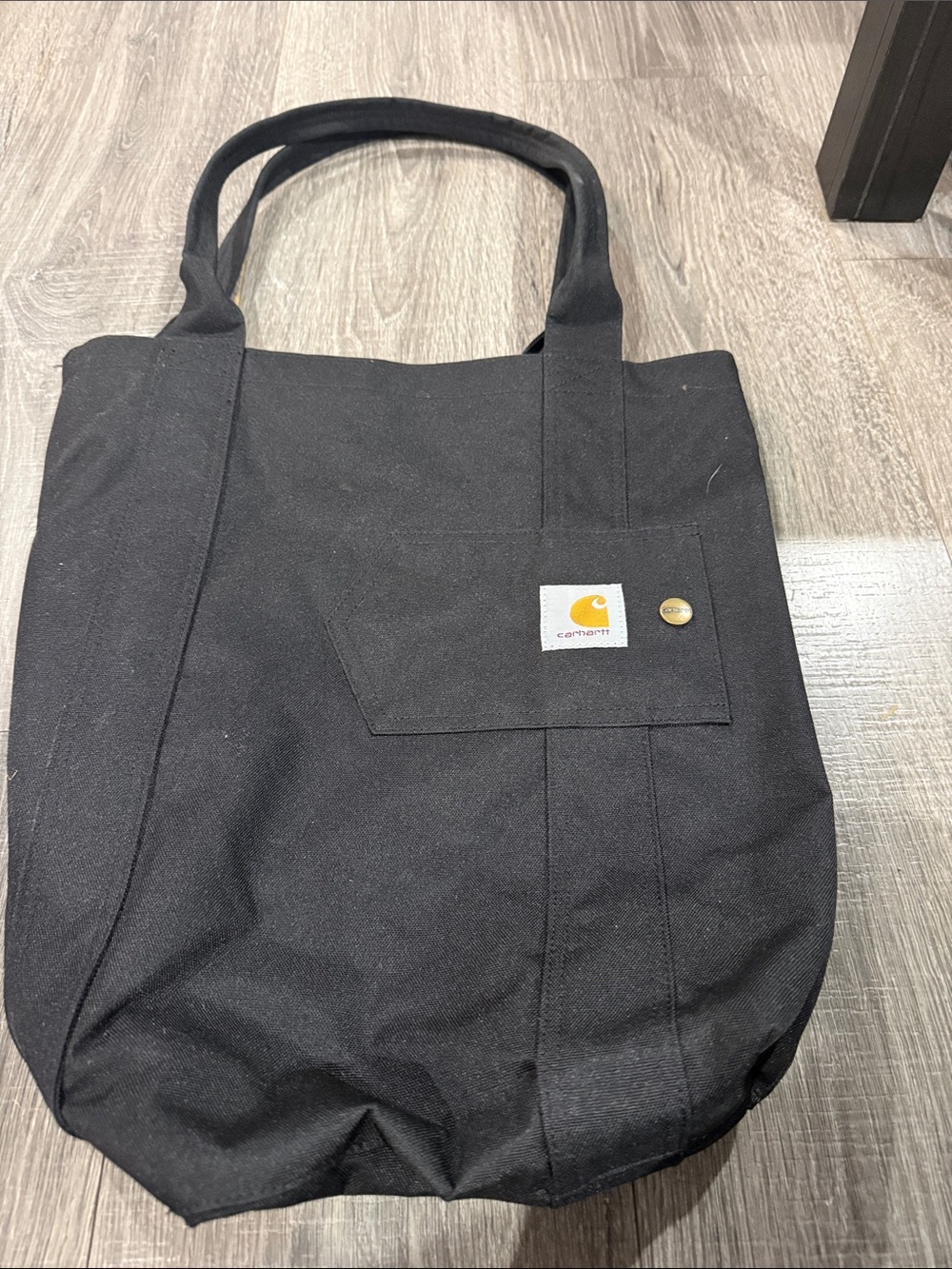 Carhartt Black Canvas Messenger Tote with Front Pocket